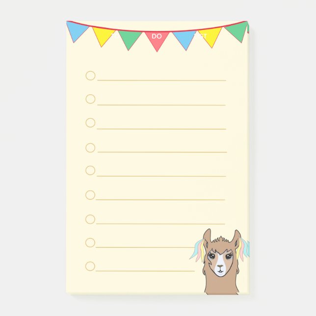 Post-it® Llama & rubans multicolores sur ivoire (Devant)