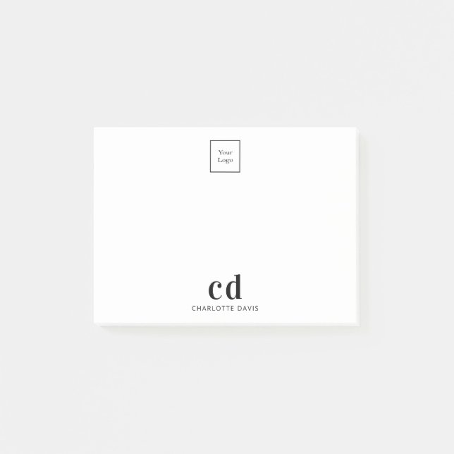 Post-it® Logo blanc monogram business (Devant)