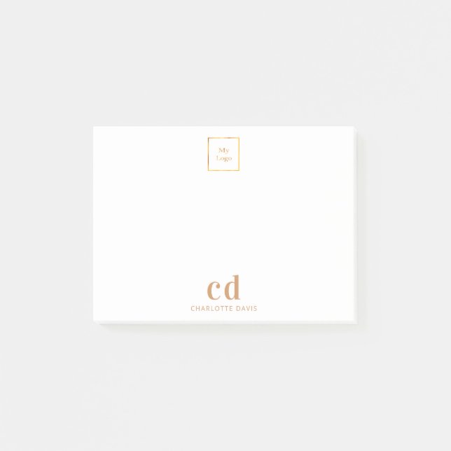 Post-it® Logo blanc or monogramme entreprise (Devant)