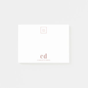 Post-it® Logo blanc rose or monogramme entreprise