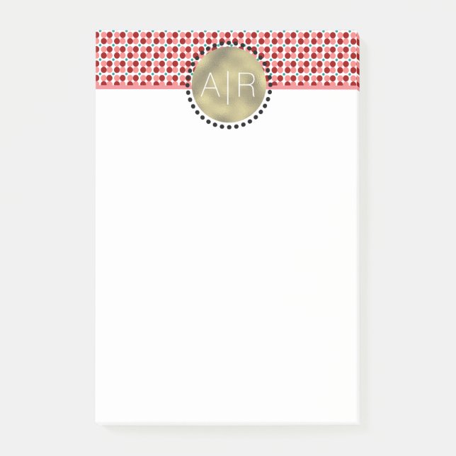 Post-it® Logo circulaire en feuille d'or avec points roses  (Devant)