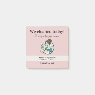Post-it® Logo de femme de ménage Nous avons nettoyé aujourd