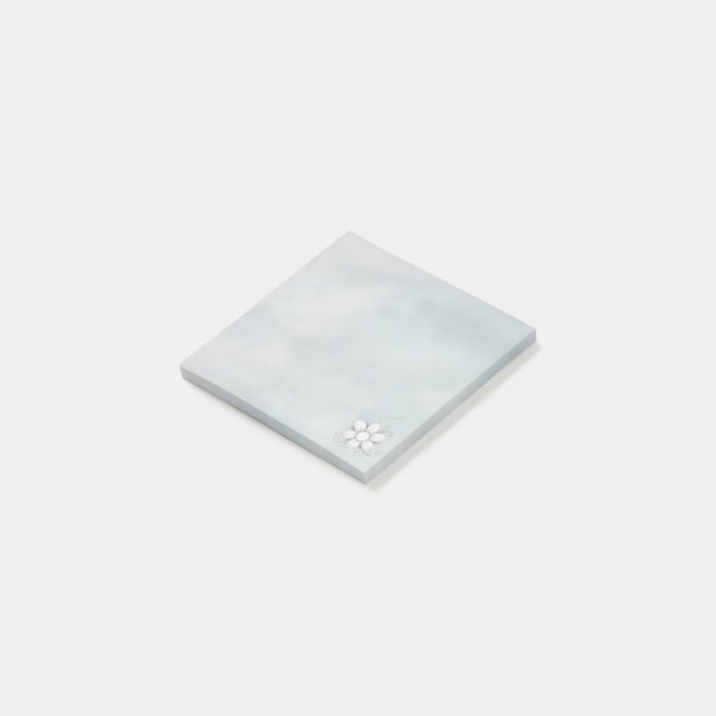 Post-it® Logo de la fleur gris carré en pierre (Incliné)