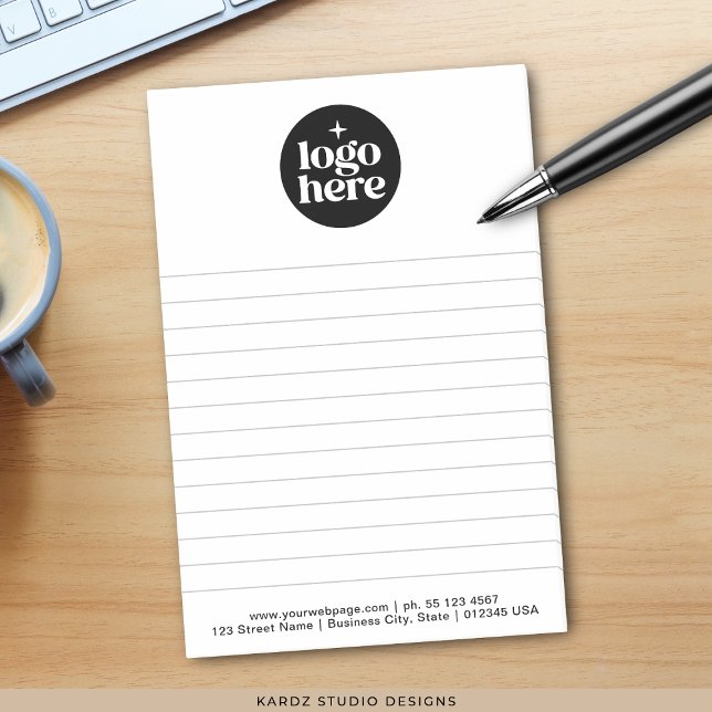 Post-it® Logo de marque d'entreprise simple moderne (Post it notes shown in 4x6 inches. Add your logo and business contact information.)