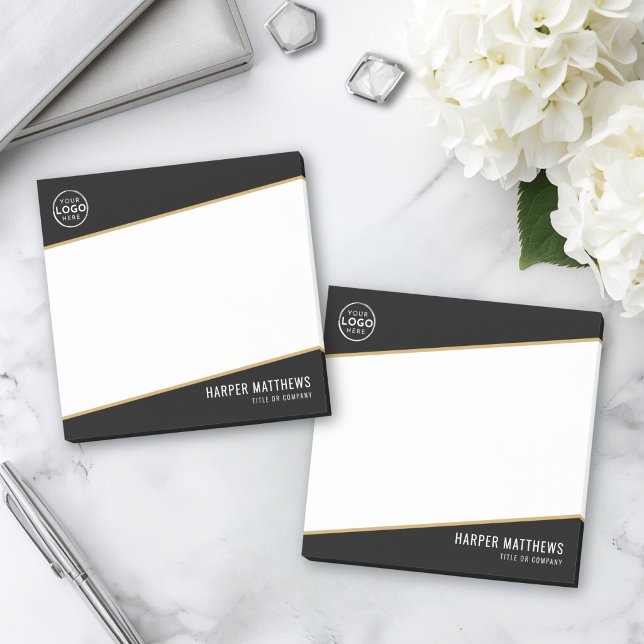 Post-it® Logo de société professionnel en or noir (Professional Business Logo Post-it Notes )