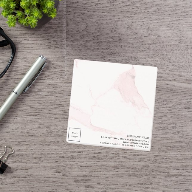 Post-it® Logo d'entreprise en marbre rose (Créateur téléchargé)