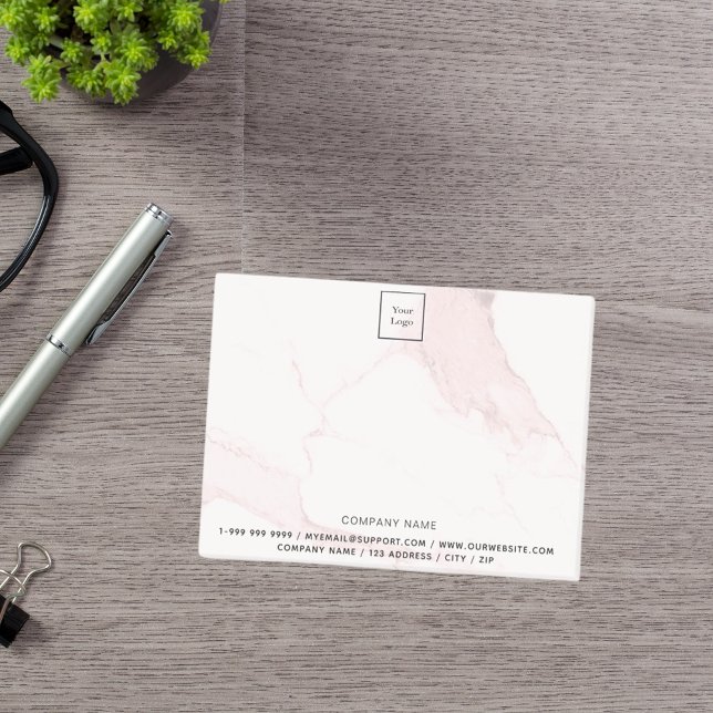 Post-it® Logo d'entreprise en marbre rose (Créateur téléchargé)