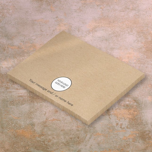 Post-it® Logo d'entreprise personnalisé Kraft rustique (Personalized Company Business Logo Rustic Kraft Post-it Notes)