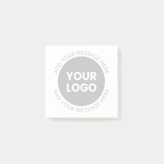Post-it® Logo d'entreprise & Texte modifiable  Blanc & Gris (Devant)