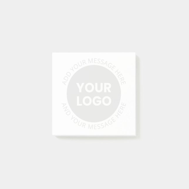 Post-it® Logo d'entreprise & Texte modifiable  Blanc & Gris (Devant)