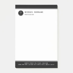 Post-it® Logo et texte personnalisés noir et blanc minimali