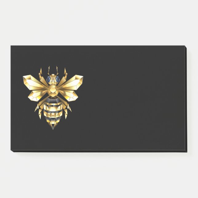 Post-it® Logo Faux Gold Foil Bee Polygonal sur Noir (Devant)