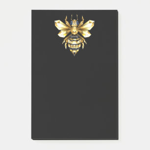 Post-it® Logo Faux Gold Foil Bee Polygonal sur Noir