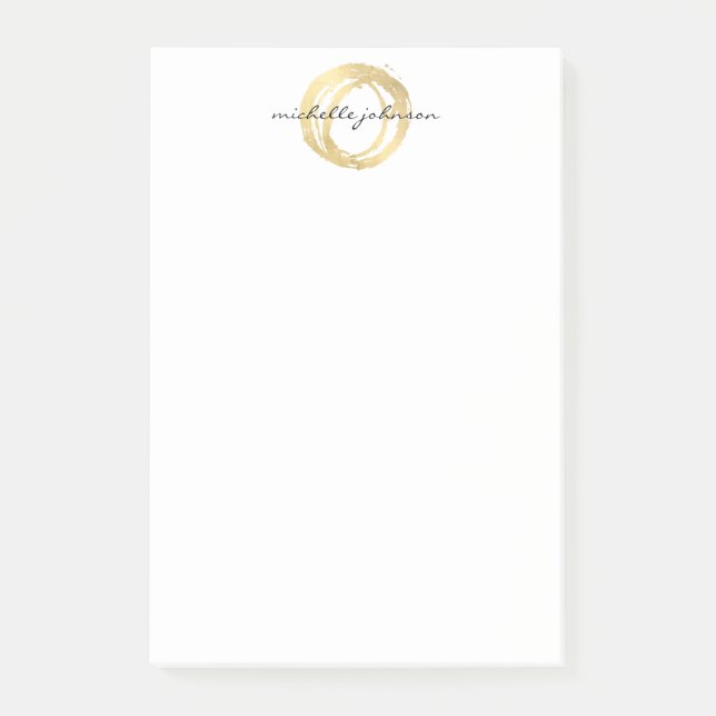 Post-it® Logo Luxe Faux Gold Peint Cercle Designer (Devant)