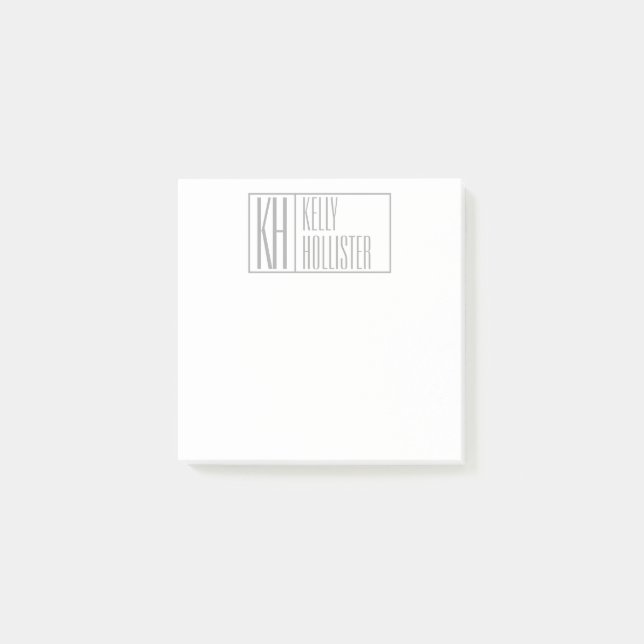Post-it® Logo Moderne Grey Initiales & Nom (Devant)