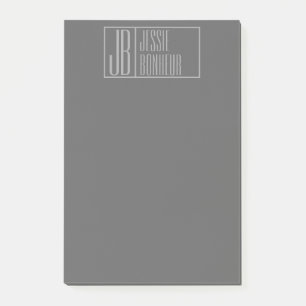 Post-it® Logo moderne, gris sur gris foncé, initiales et no