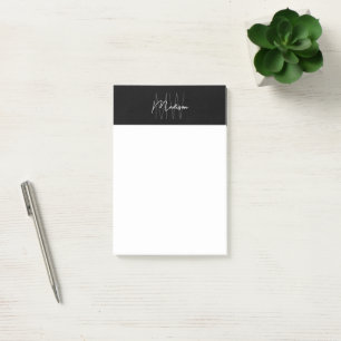 Post-it® Logo Monogramme Noir et Blanc Moderne Minimaliste
