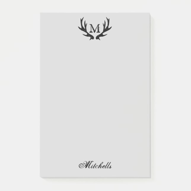 Post-it® Logo personnalisé monogramme vintage cerf bois (Devant)
