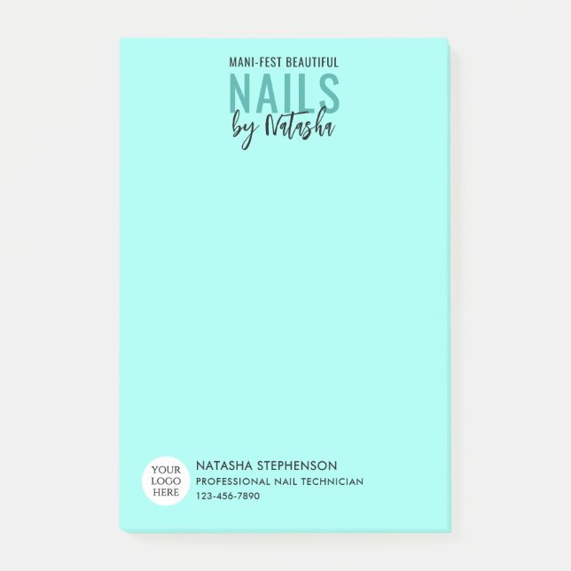 Post-it® Logo QR Code Photo TECH Ongle Bleu Moderne Oeuf de (Devant)