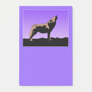 Post-it® Loup qui hurle à la lune au coucher du soleil - Ar