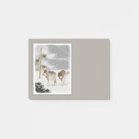 Loups en peinture sur neige - Art original de la f