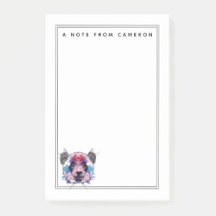 Post-it® L'ours panda géométrique ajoutent votre nom