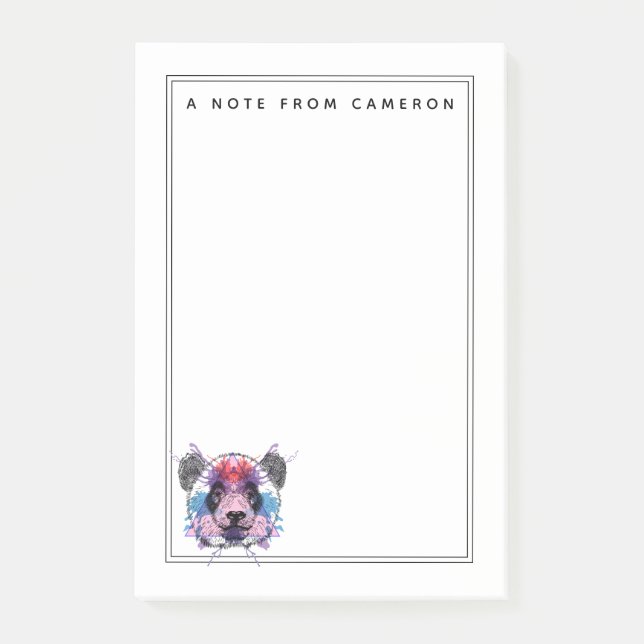 Post-it® L'ours panda géométrique | ajoutent votre nom (Devant)