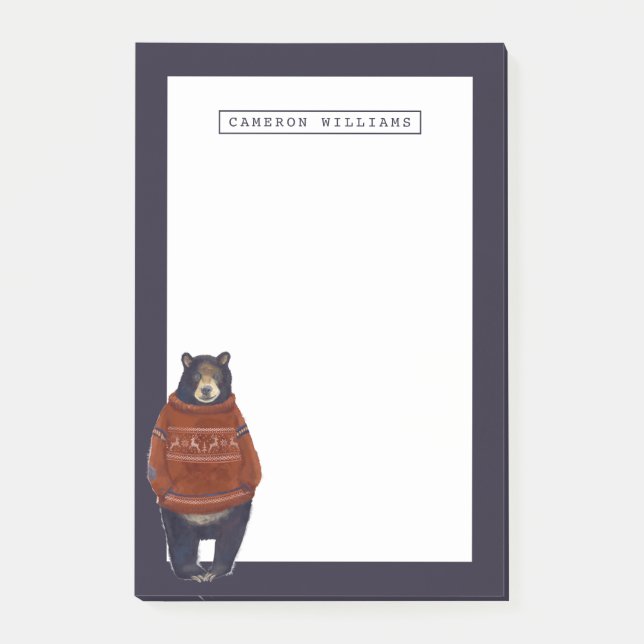 Post-it® L'ours rouge de chandail de renne | ajoutent votre (Devant)