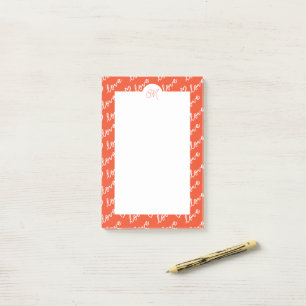 Post-it® Love Lettres & Heart Doodles avec nom Monogramme