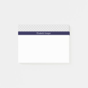 Post-it® Lt Grey and White Pois Nom de la marine Monogramme