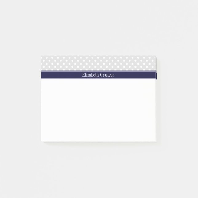 Post-it® Lt Grey and White Pois Nom de la marine Monogramme (Devant)