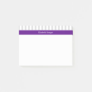 Post-it® Lt Grey White Stripe Purple Nom Monogramme