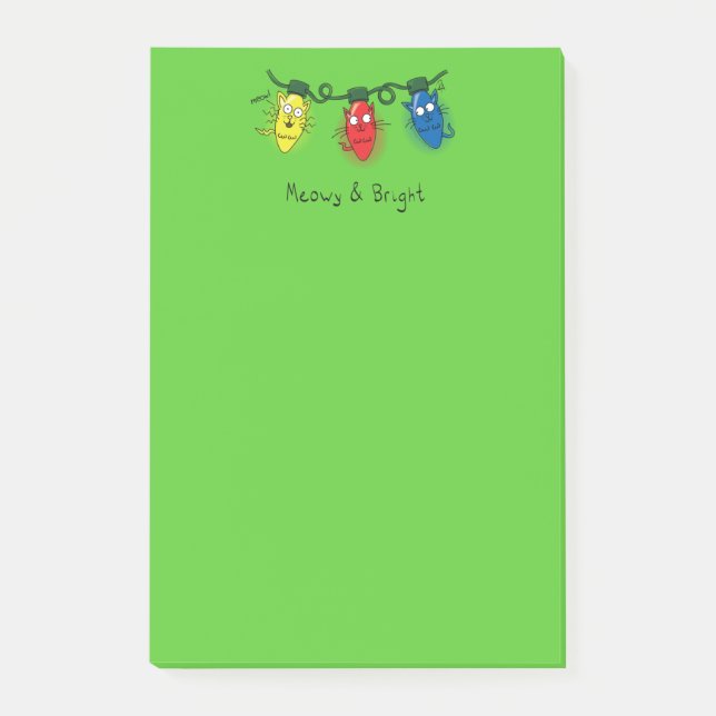 Post-it® Lumières de Noël de chat drôles Meowy et Bright (Devant)