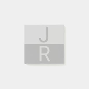 Post-it® Lumineuses Gris & Gris Initiales Modernes Monogram