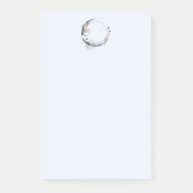Post-it® Lune de croissant bleu avec fleurs blanches (Devant)