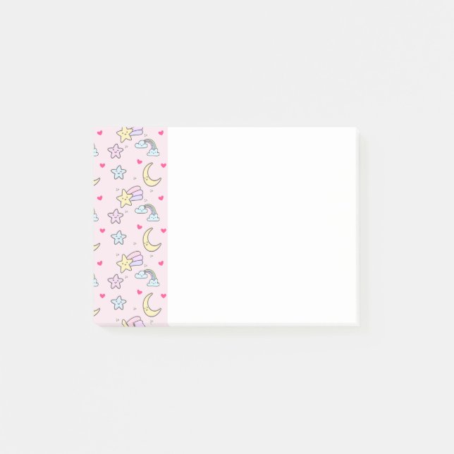 Post-it® Lune, étoiles et nuages Motif sur Pastel Pink (Devant)