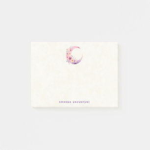 Post-it® Lune rose Croissant avec de jolies fleurs