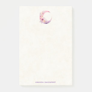 Post-it® Lune rose Croissant avec de jolies fleurs