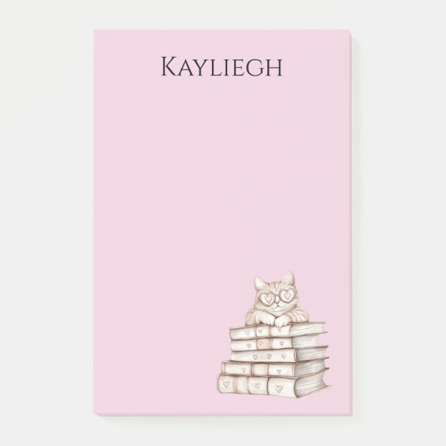 Post-it® Lunettes de cœur de chat Livres (Devant)