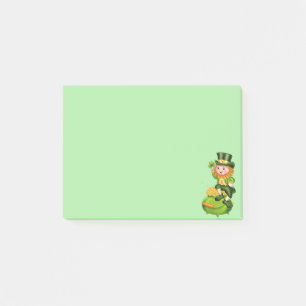 Post-it® Lutin mignon et pot d'or sur fond vert clair