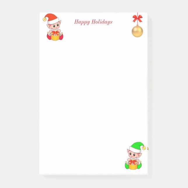 Post-it® Lutins de Noël mignons sur fond blanc (Devant)