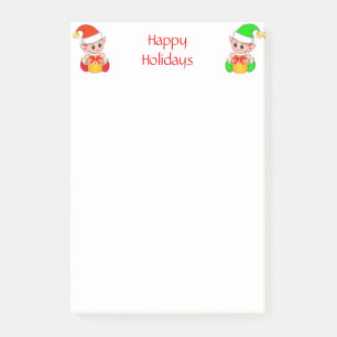 Post-it® Lutins de Noël mignons sur fond blanc
