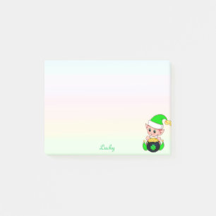 Post-it® Lutins verts & pièces d'or sur fond pastel
