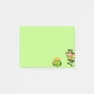Post-it® Lutrin de lutin & pot d'or sur fond vert citron