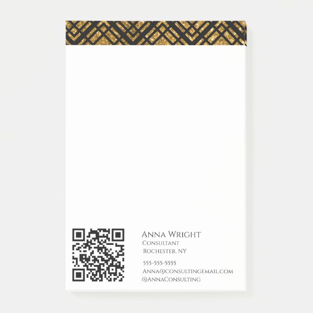 Post-it® Luxueux Moderne Or Noir (Devant)