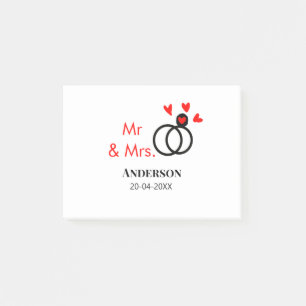Post-it® M & Mme ajoutent le nom de famille date année cade