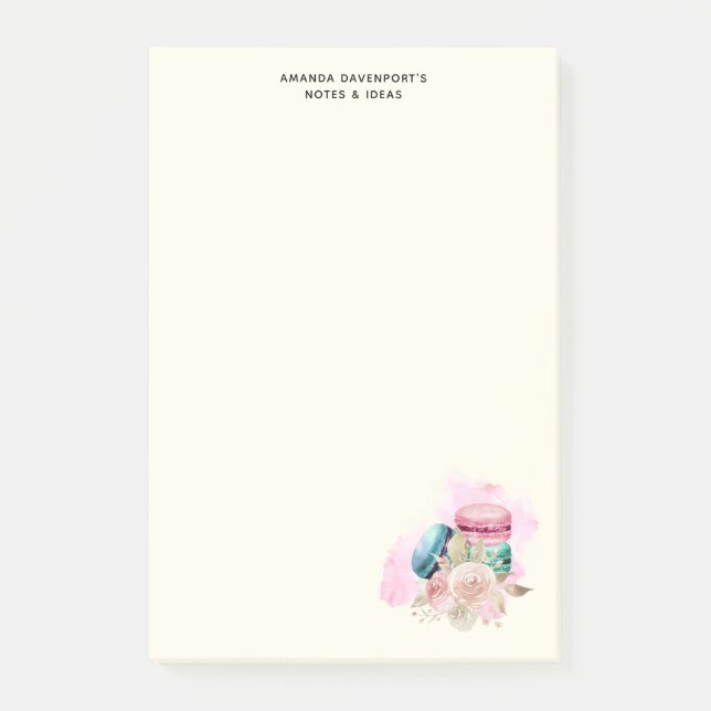 Post-it® Macarons et fleurs colorés Aquarelle (Devant)