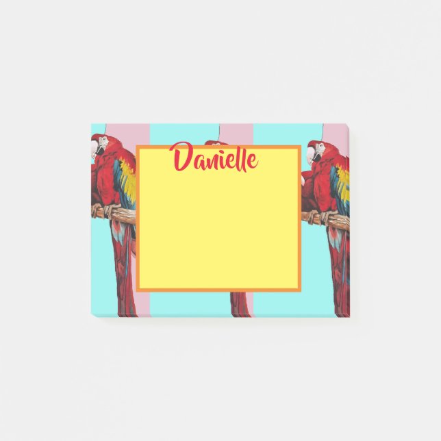 Post-it® Macaw Parrot Art Womans Nom Post It Notes (Devant)