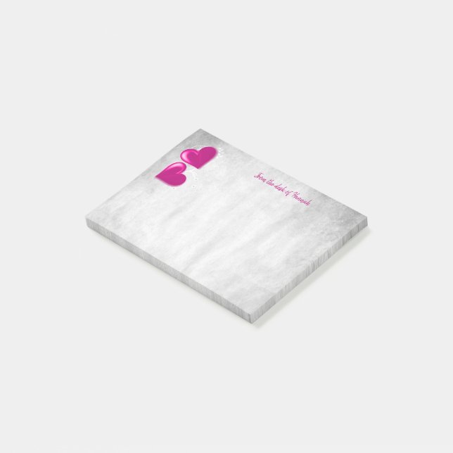 Post-it® Magenta Valentine Hearts Notes personnalisées (Incliné)