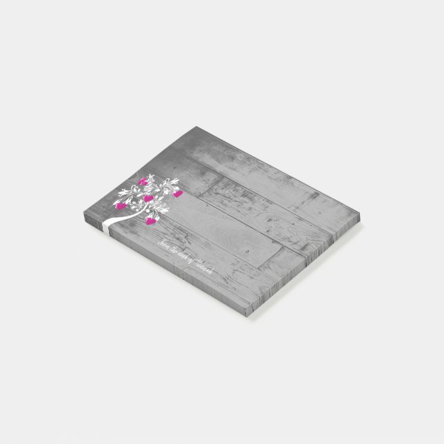 Post-it® Magenta Valentine Hearts Tree Notes personnalisées (Incliné)